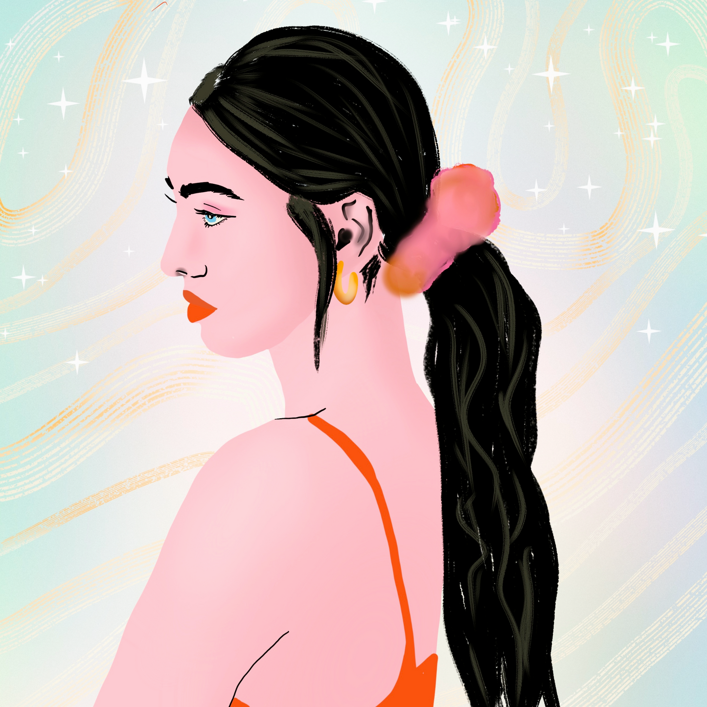 Girl with Long Black Hair