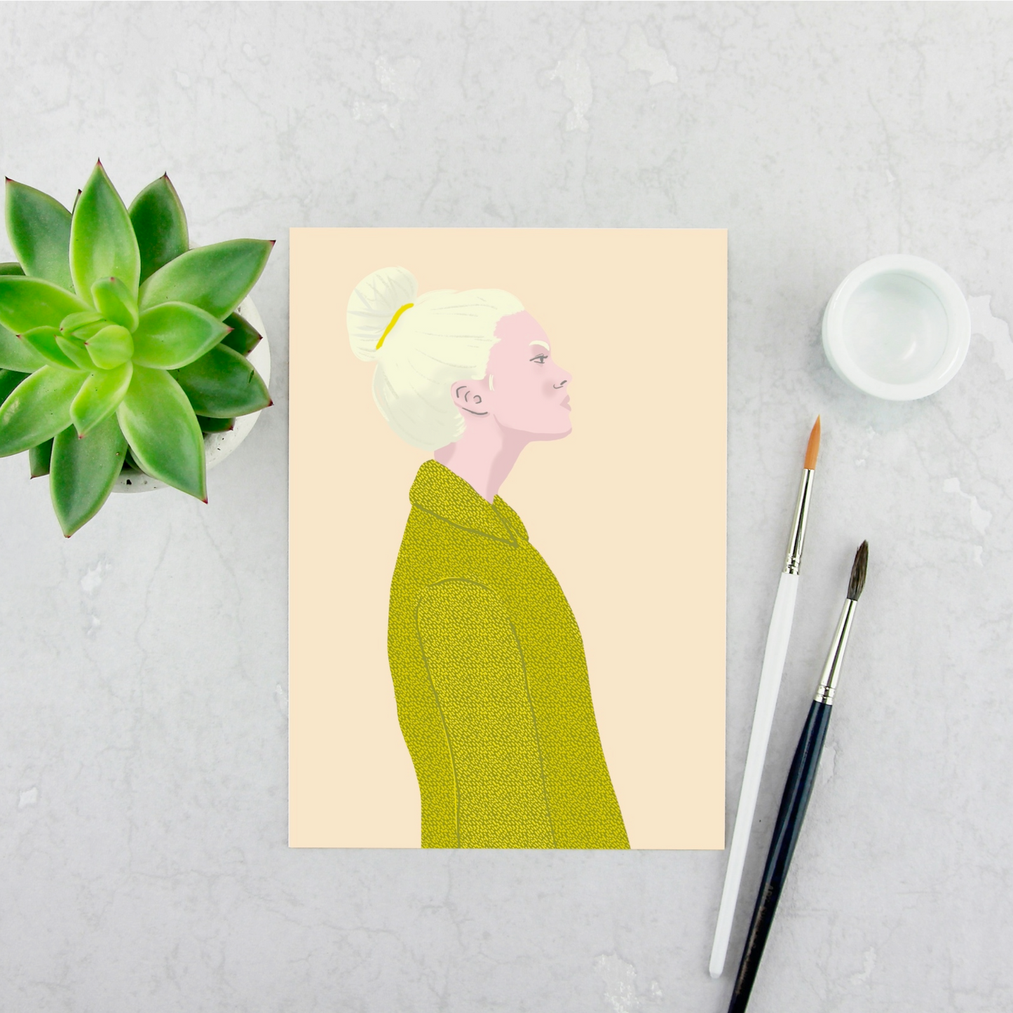 Girl in Green Coat Print