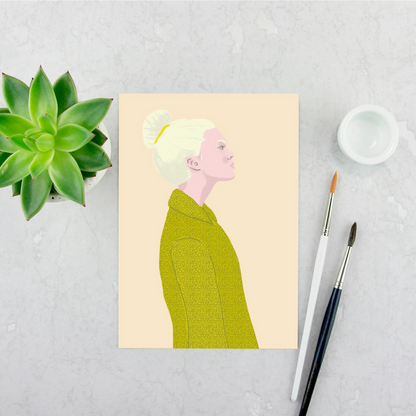 Girl in Green Coat Print