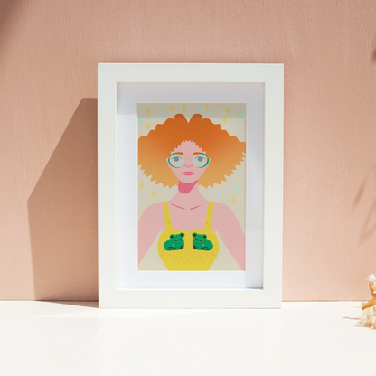 Girl in a Frog Dress Print