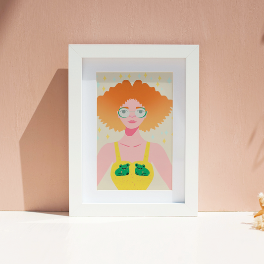 Girl in a Frog Dress Print