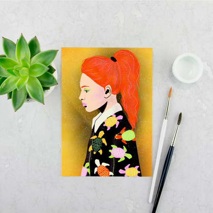 Girl in Turtle Shirt Print