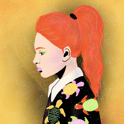 Girl in Turtle Shirt Print