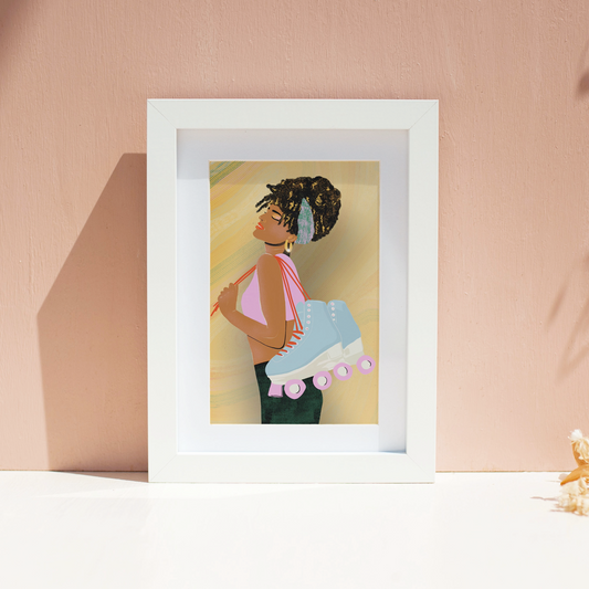 Girl With Roller Skates Print