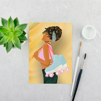 Girl With Roller Skates Print