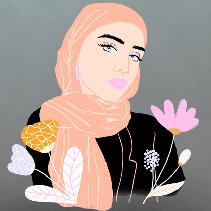 Girl in Headscarf Print