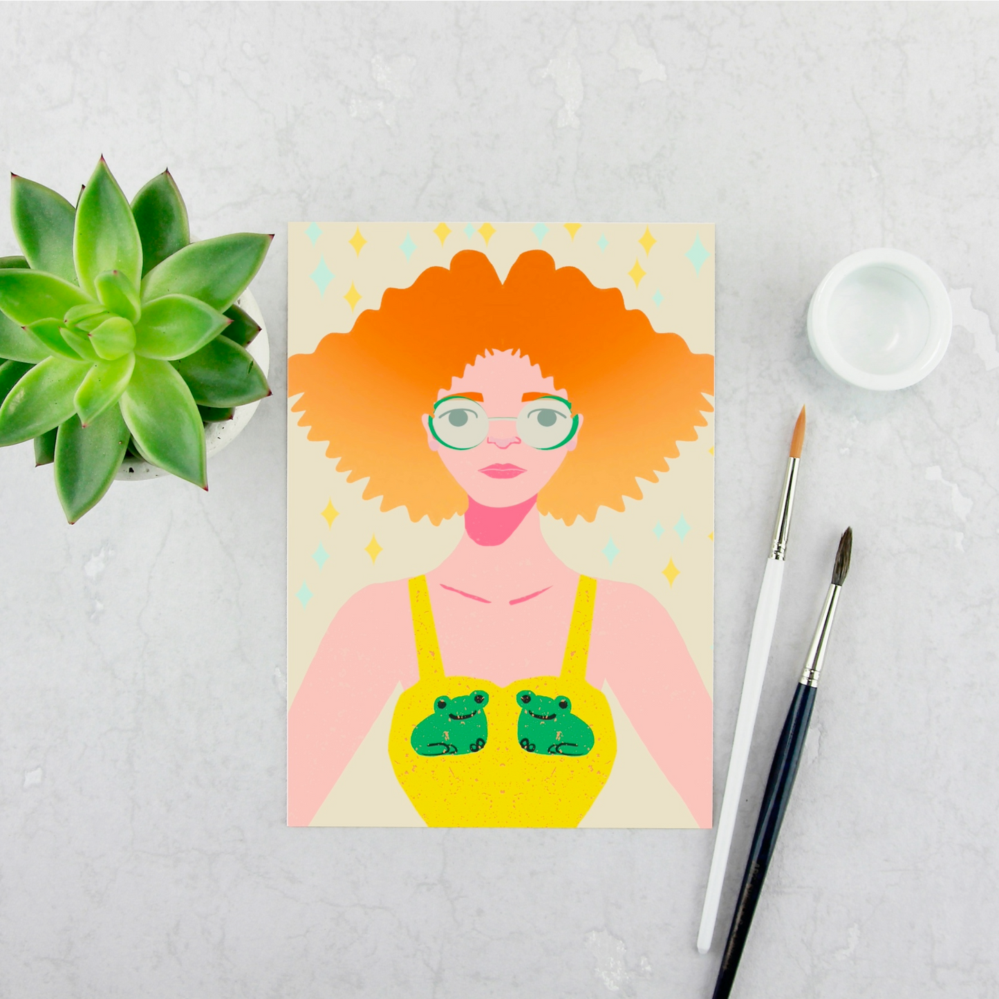 Girl in a Frog Dress Print