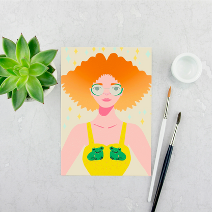 Girl in a Frog Dress Print