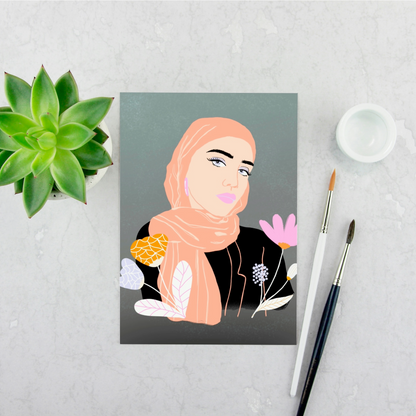 Girl in Headscarf Print