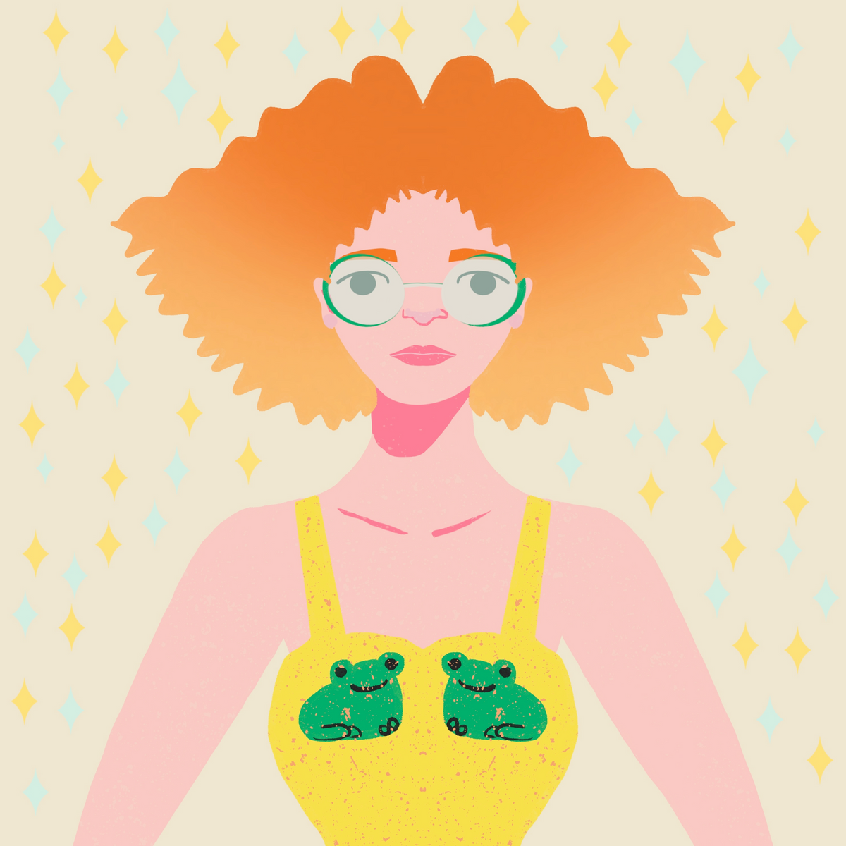 Girl in a Frog Dress Print
