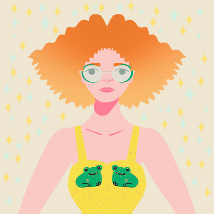 Girl in a Frog Dress Print