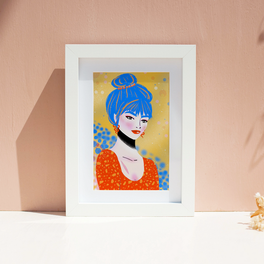Blue Haired Girl Print