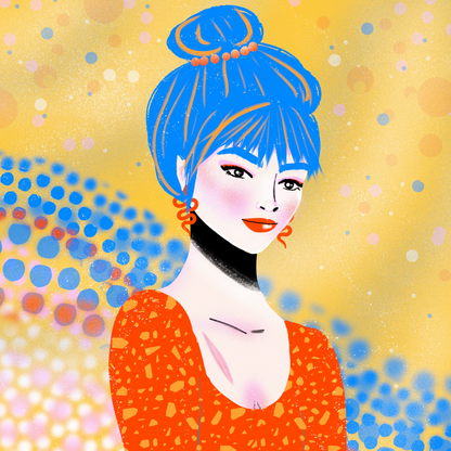Blue Haired Girl Print