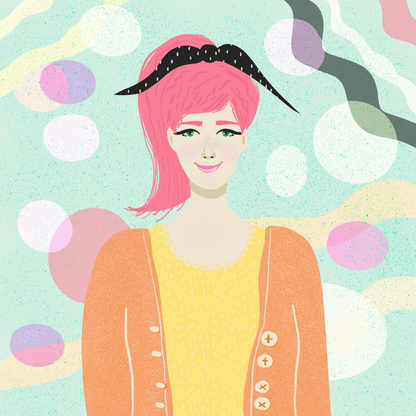 Girl with Black Bow Print