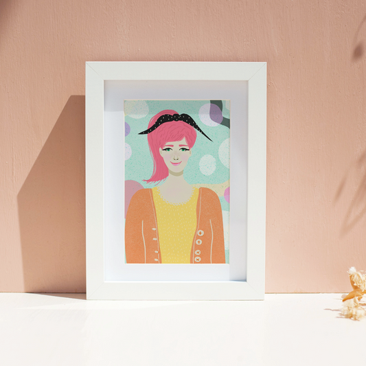 Girl with Black Bow Print