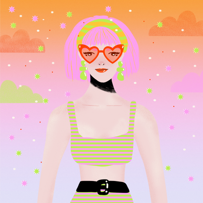 Pink Haired Girl Print