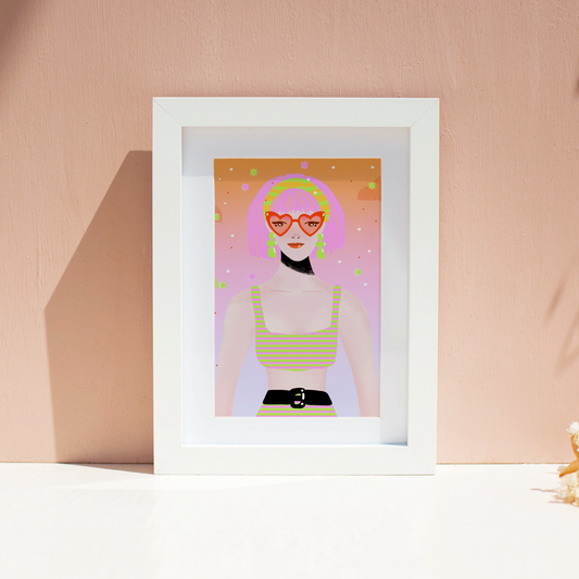 Pink Haired Girl Print