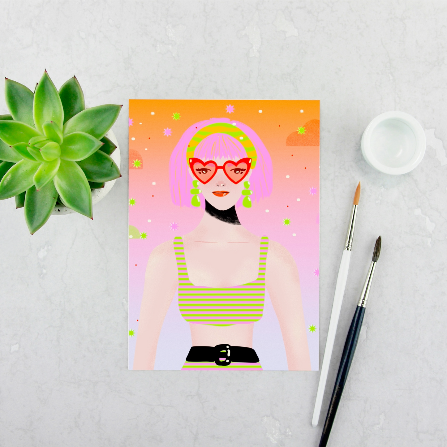 Pink Haired Girl Print