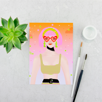 Pink Haired Girl Print
