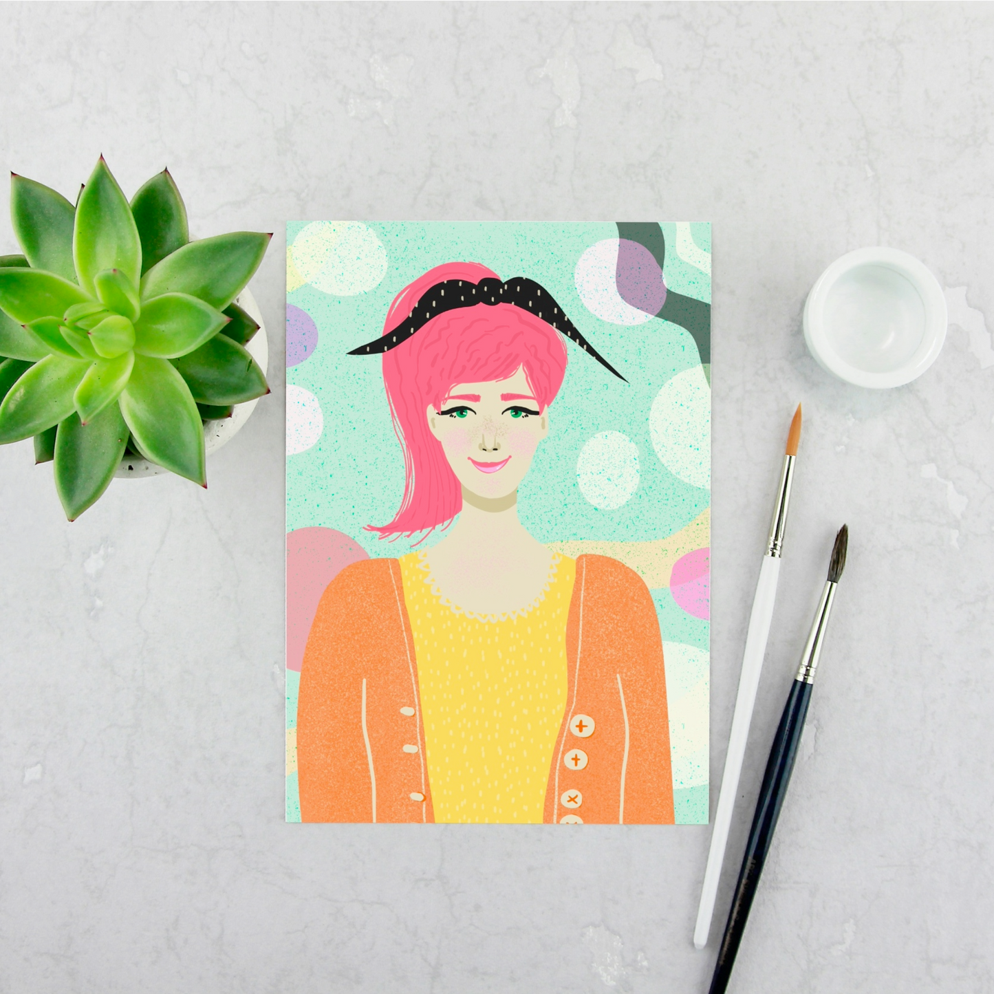 Girl with Black Bow Print