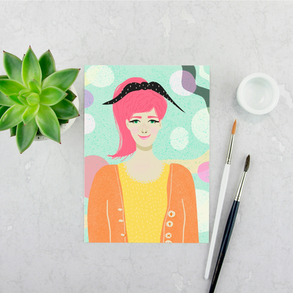 Girl with Black Bow Print