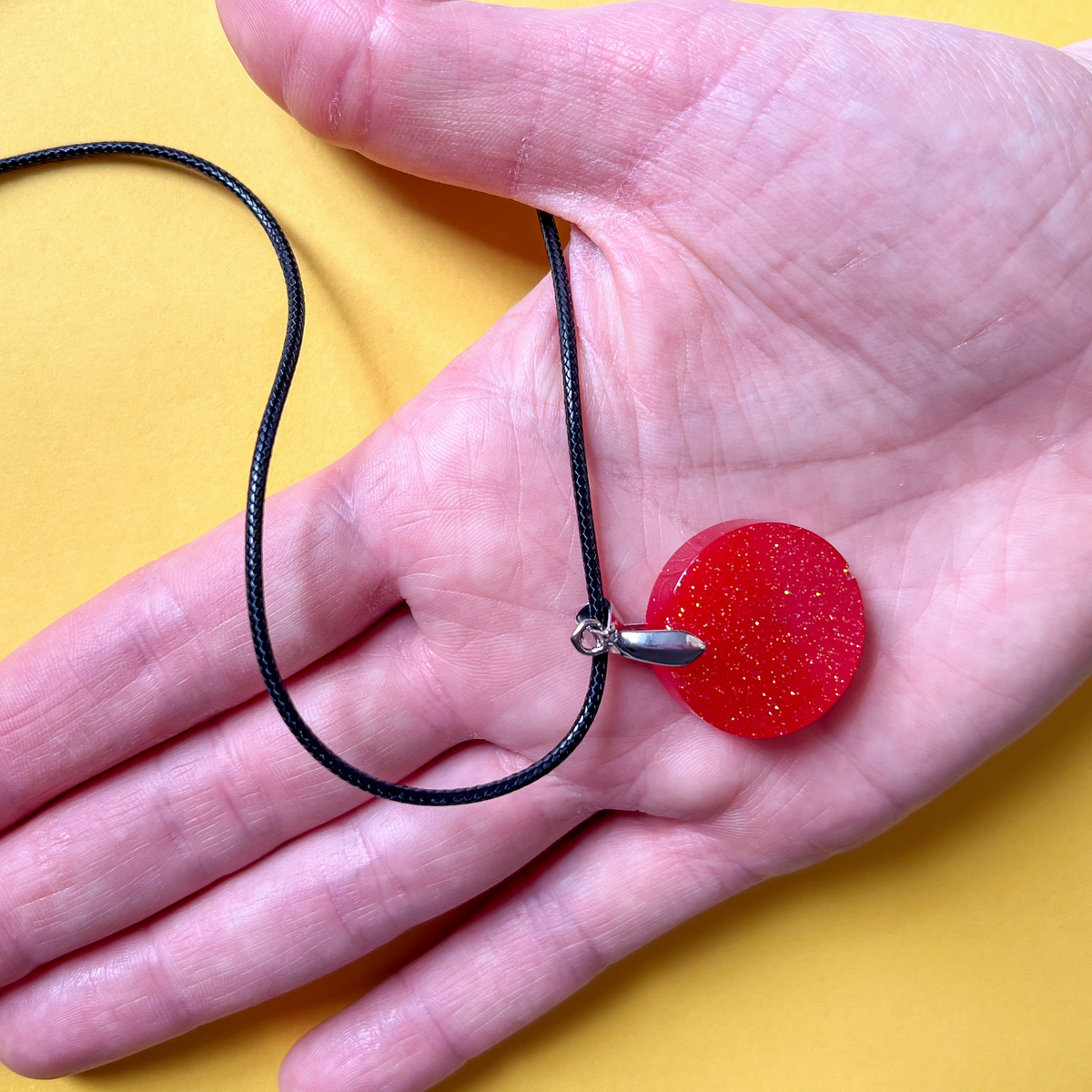 Round Red Sparkly Necklace