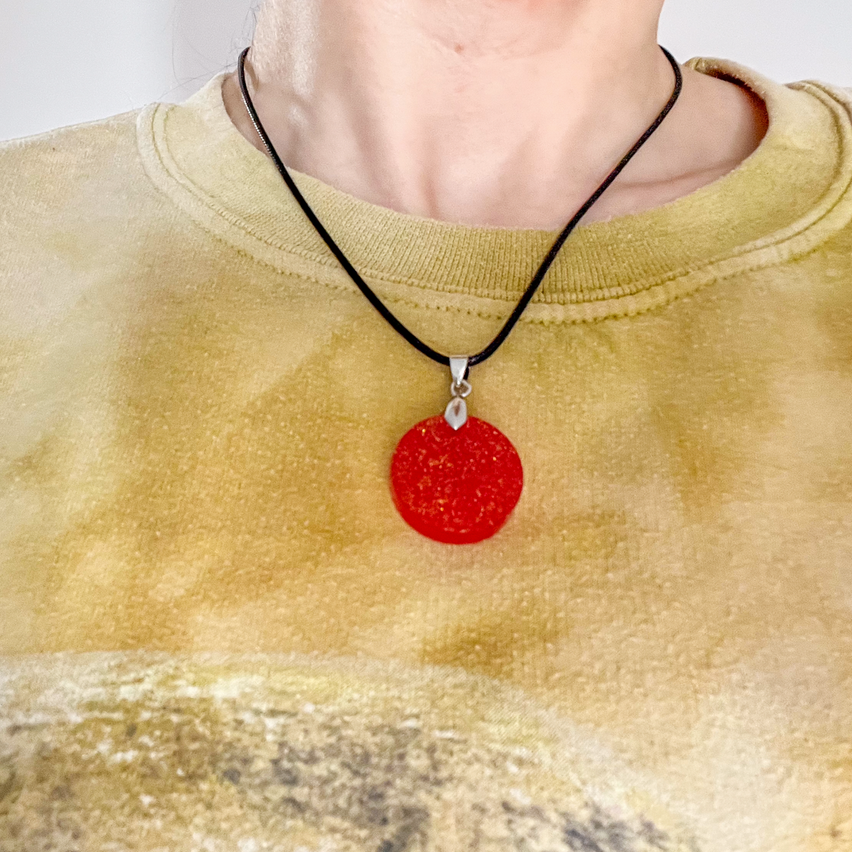 Round Red Sparkly Necklace