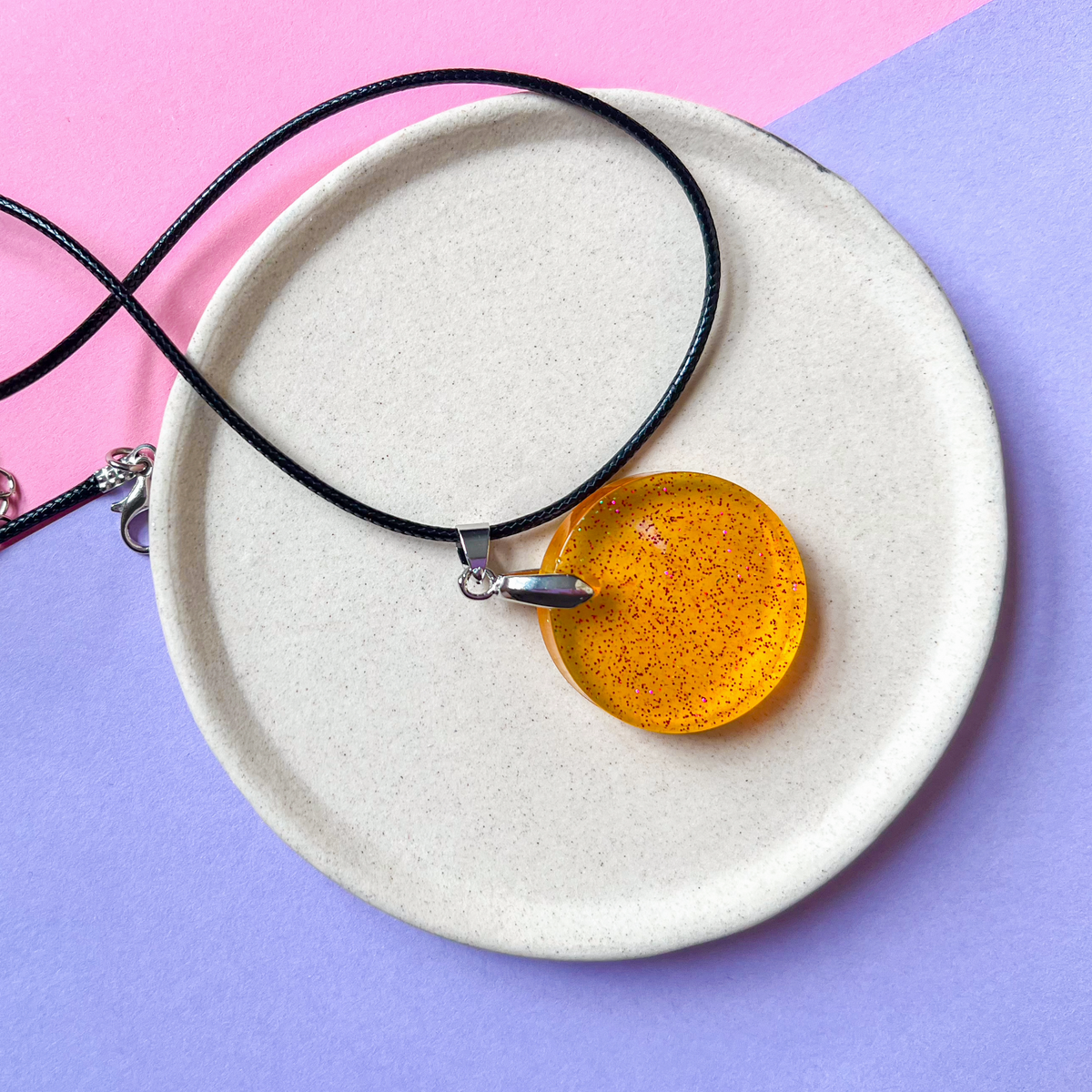 Round Yellow Sparkly Necklace