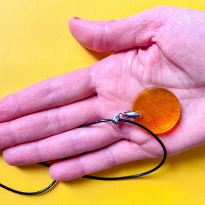 Round Yellow Sparkly Necklace
