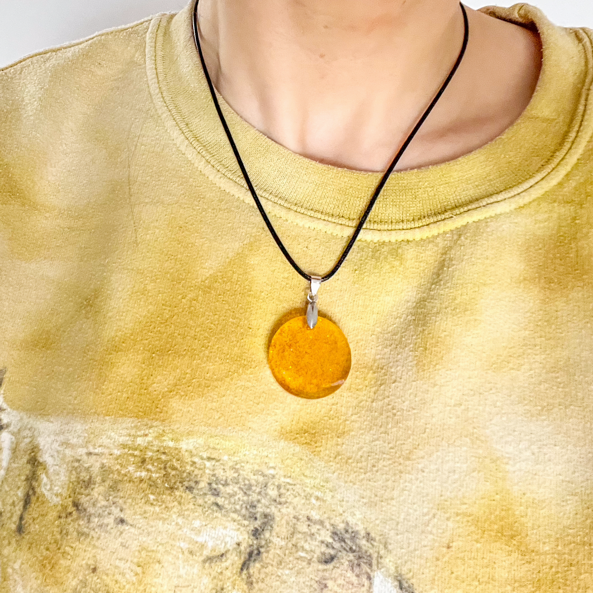 Round Yellow Sparkly Necklace
