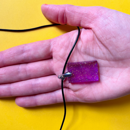 Rectangle Purple Sparkly Necklace