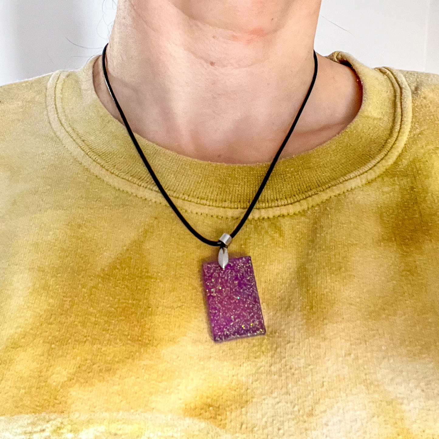 Rectangle Purple Sparkly Necklace