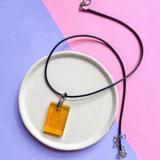 Rectangle Yellow Sparkly Necklace