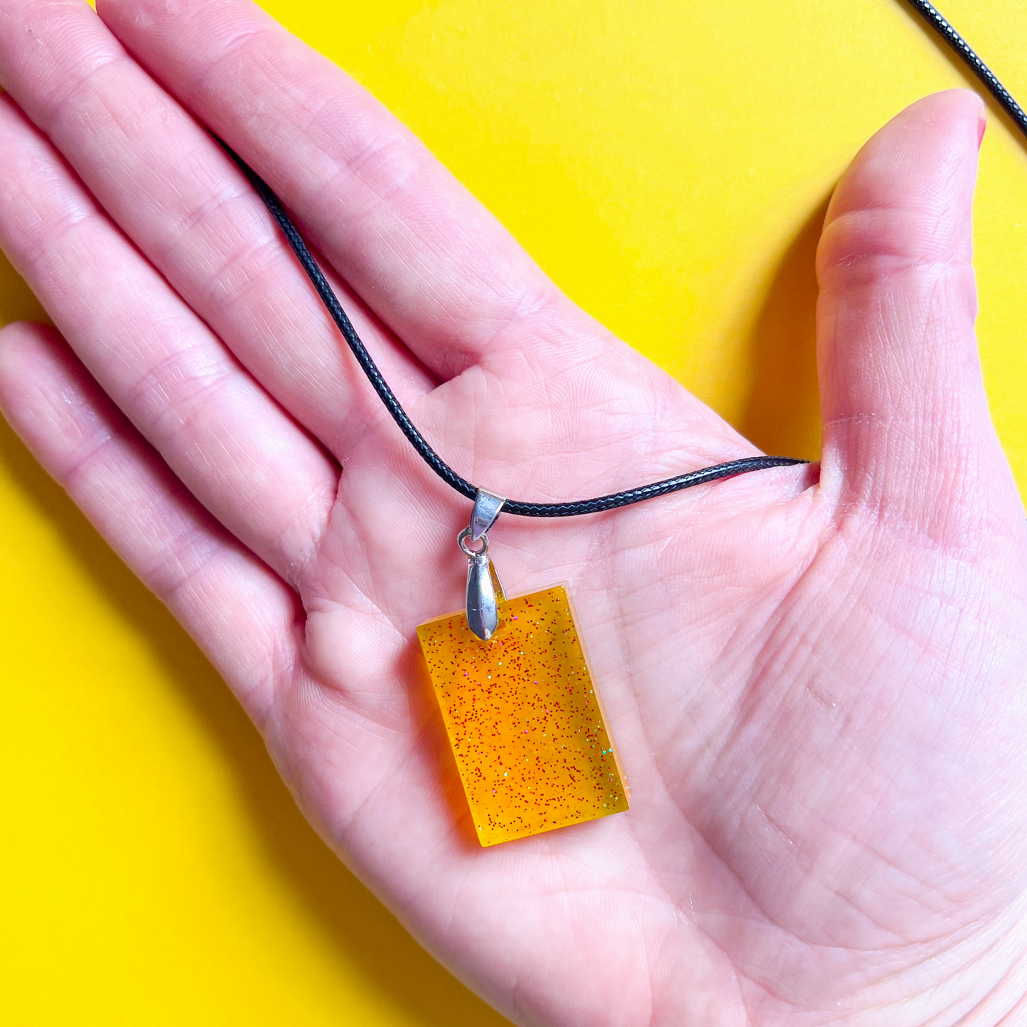 Rectangle Yellow Sparkly Necklace
