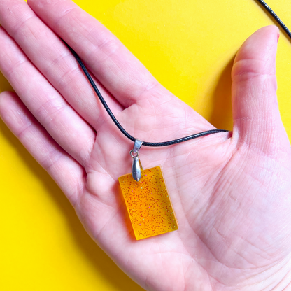 Rectangle Yellow Sparkly Necklace