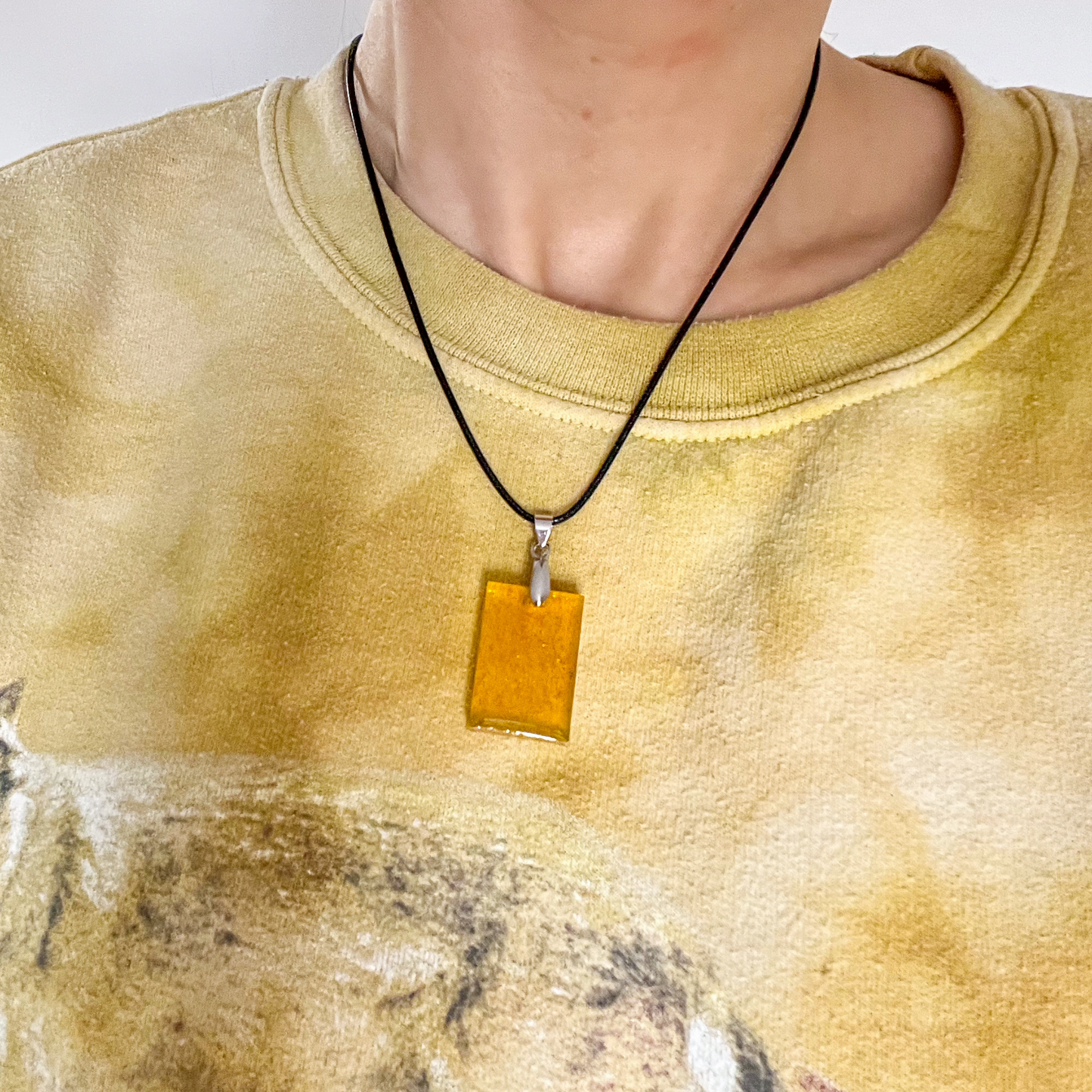 Rectangle Yellow Sparkly Necklace