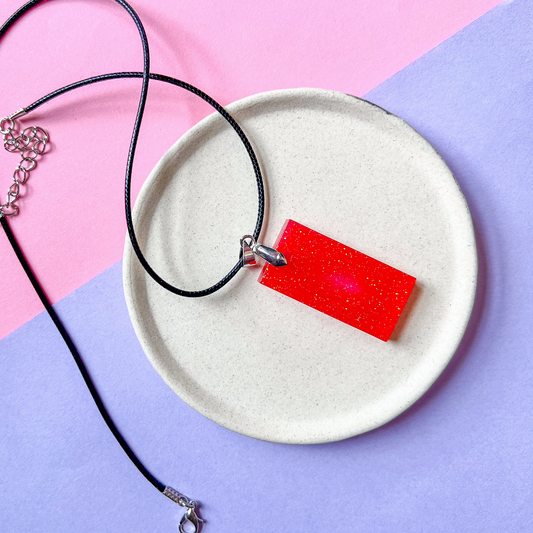 Rectangle Red Sparkle Necklace