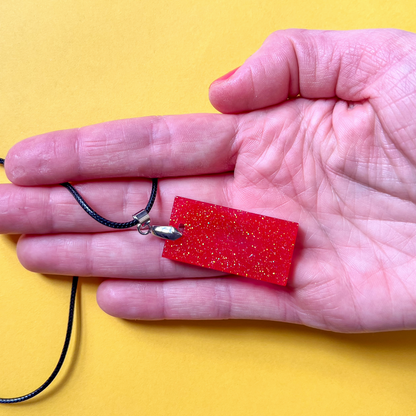 Rectangle Red Sparkle Necklace