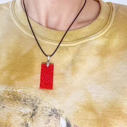 Rectangle Red Sparkle Necklace