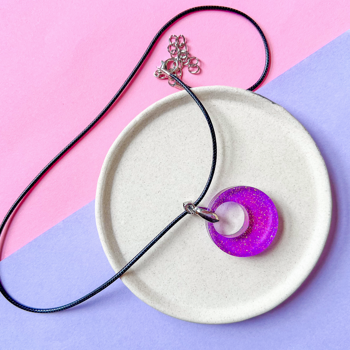 Round Purple Sparkly Necklace