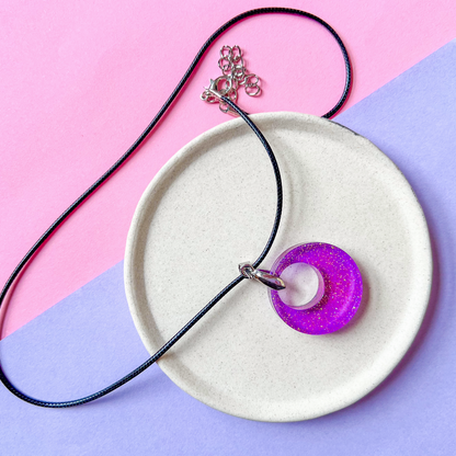 Round Purple Sparkly Necklace
