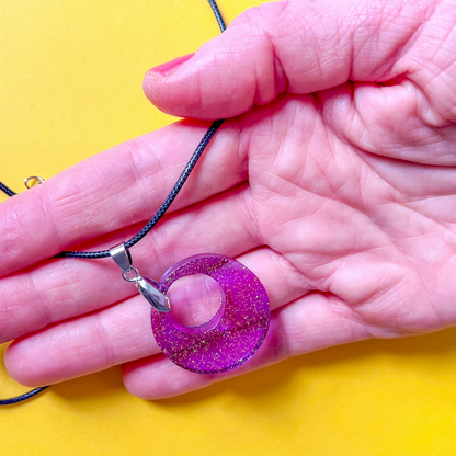 Round Purple Sparkly Necklace