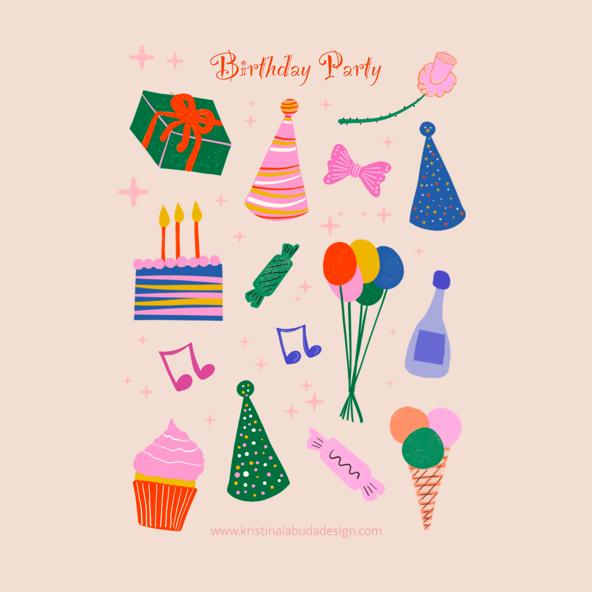 Birthday Party Sticker Sheet