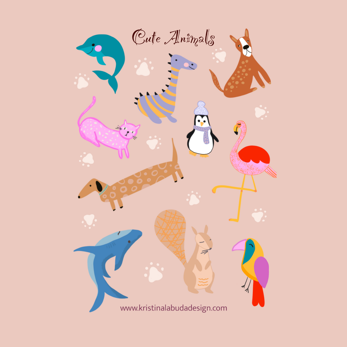 Cute Animals Sticker Sheet