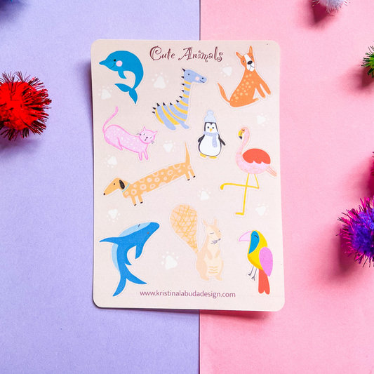 Cute Animals Sticker Sheet