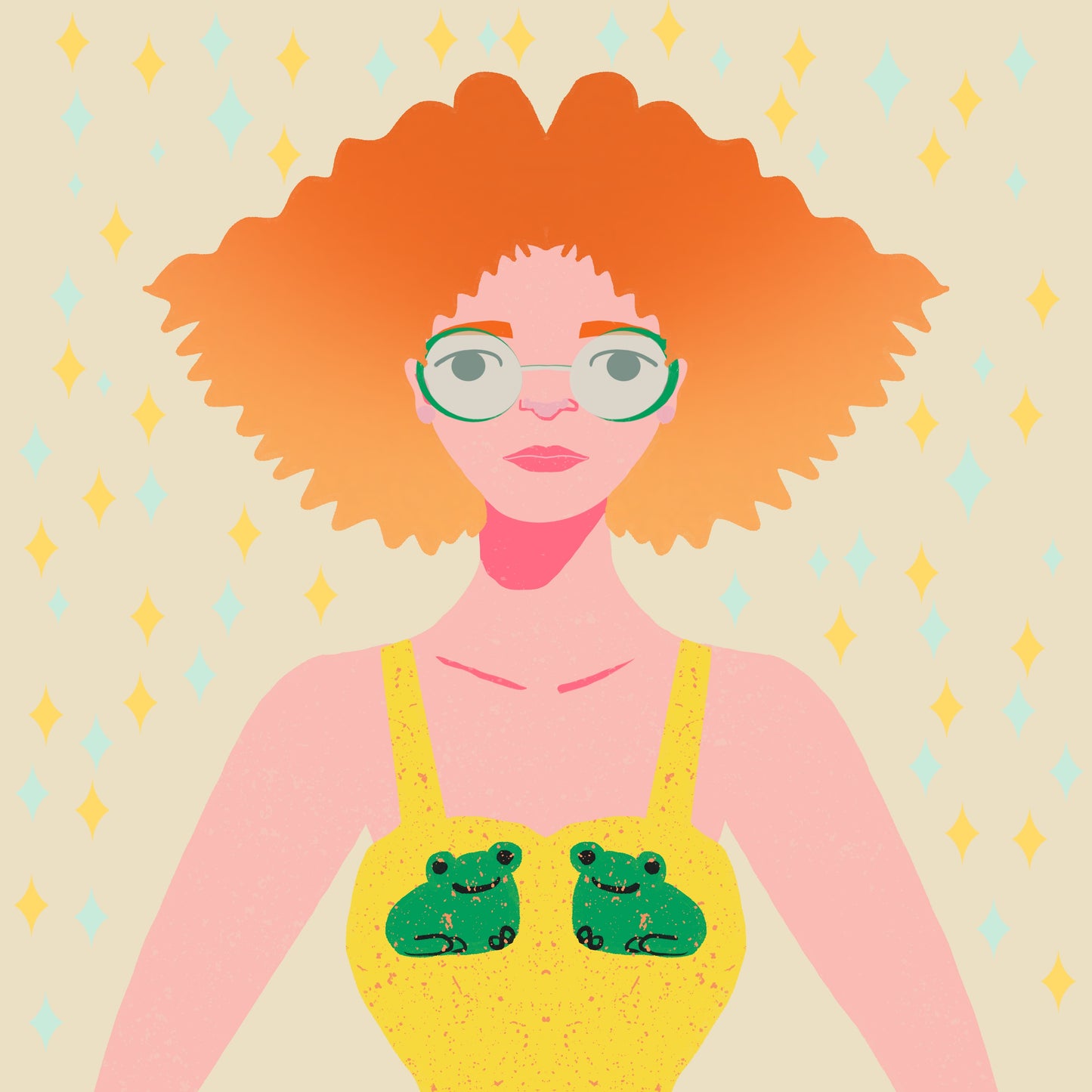 Girl in a Frog Dress Print