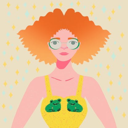 Girl in a Frog Dress Print