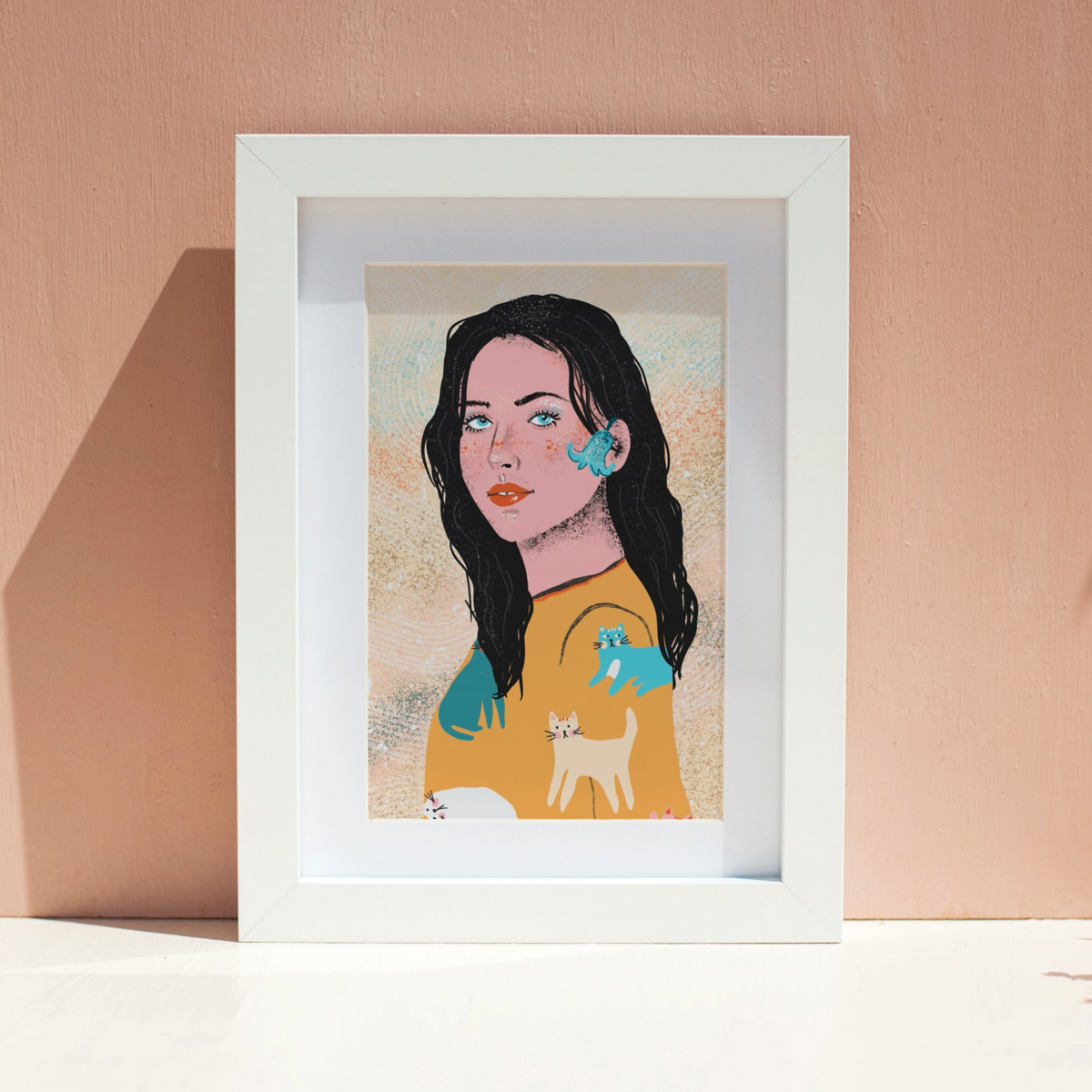 Girl in a Cat Jumper — Girl in a Cat Jumper A5 art print by Glimmette.