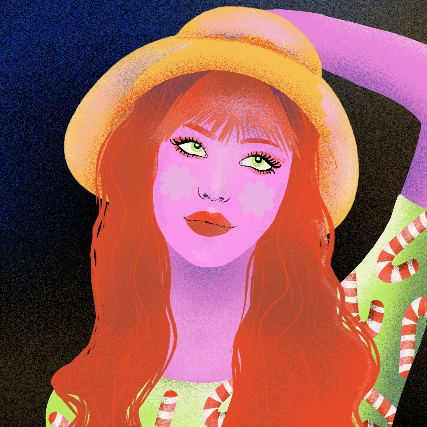 Girl with a Hat Print — Girl with a Hat A5 art print by Glimmette.