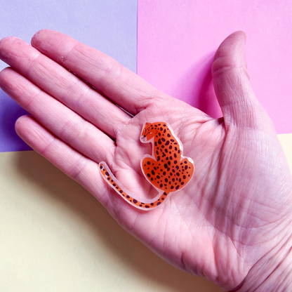 Leopard Pin — handmade leopard acrylic pin by Glimmette.